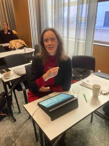 Photo of Megan van der Ley, graphic recorder, at a conference in Gothenburg, Sweden.